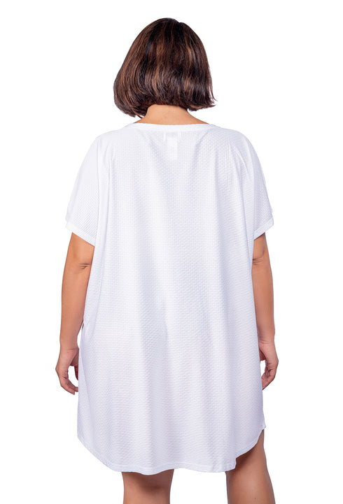 BUTTON FRONT DRESS WITH POCKETS - WAFFLE - PLUS SIZE